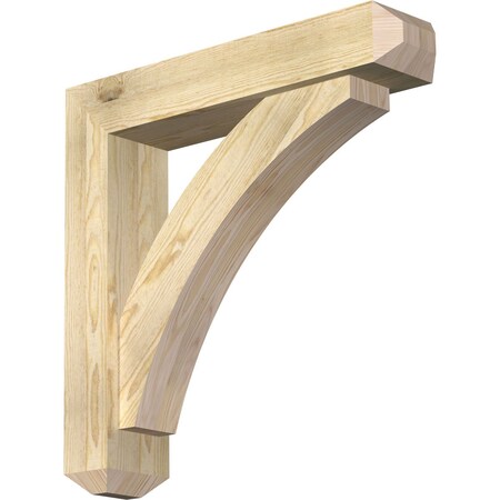 Ekena Millwork Thorton Craftsman Rough Sawn Bracket w/ Offset Brace, Douglas Fir, 6"W x 28"D x 28"H BKT0604X28X28THR04RDF
